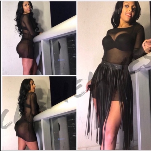 Xena Black Sheer Mesh Sexy Mini Dress Lingerie - Picture 2 of 8